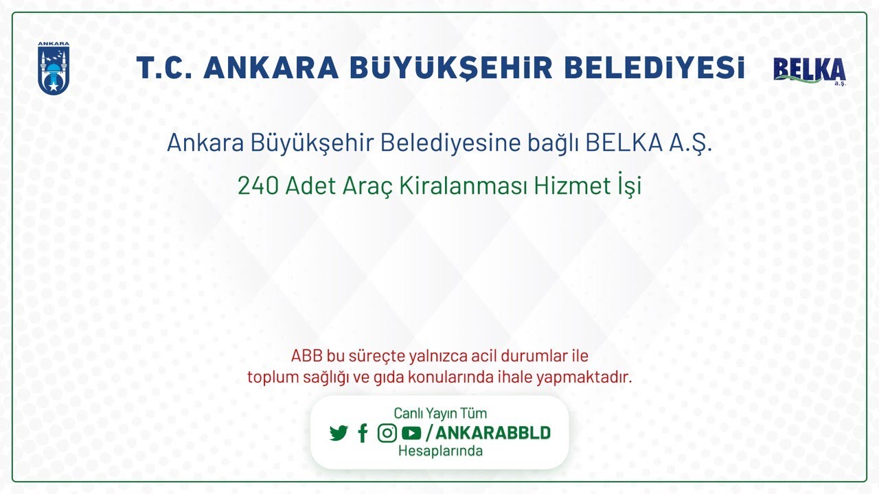 BELKA A.Ş. 240 Adet Araç Kiralanması Hizmet İşi