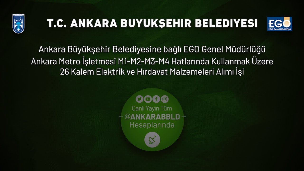 EGO Genel Müdürlüğü 26 Kalem Elektrik ve Hırdavat Malzemeleri Alımı İşi