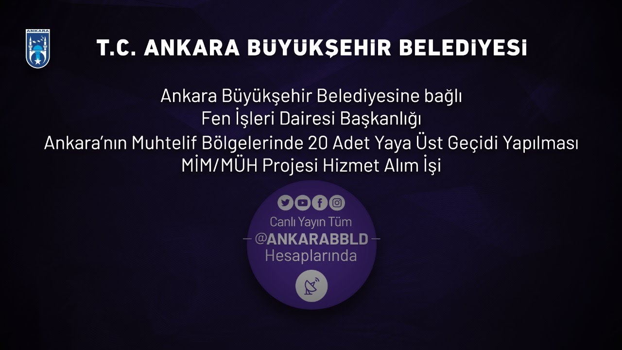 Fen İşleri Dairesi Başkanlığı  20 Adet Yaya Üst Gecidi Yapılması projesi Hizmeti Alımı İşi