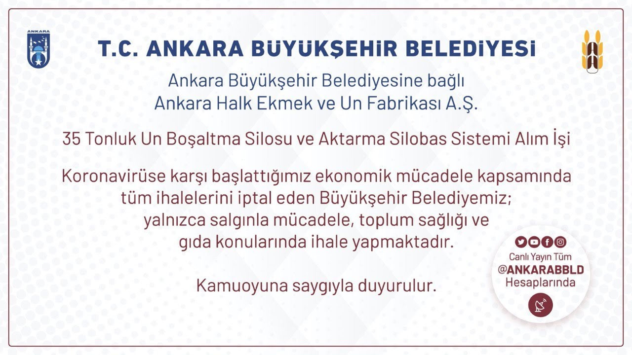 Büyükşehir Belediyemiz bu süreçte yalnızca toplum sağlığı ve gıda konularında ihale yapmaktadır.