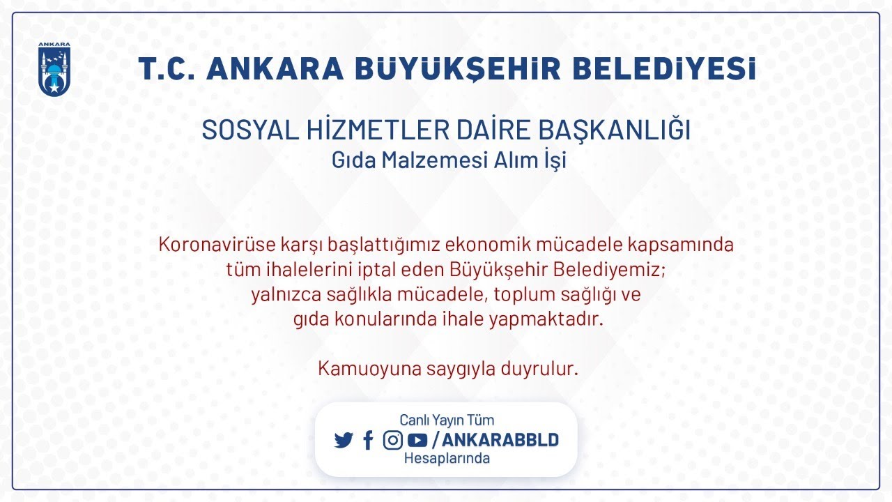 SOSYAL HİZMETLER DAİRE BAŞKANLIĞI Gıda Malzemesi Alım İşi