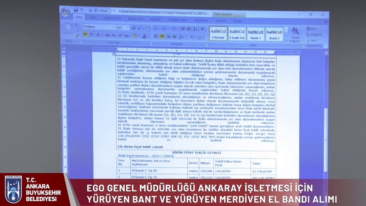 Ankaray İşletmeleri İçin Yürüyen Bant ve Merdiven El Bandı Alımı