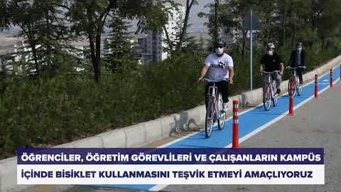 BÜYÜKŞEHİR BELEDİYESİ BAŞKENT ÜNİVERSİTESİ'NDE GİDİŞ - DÖNÜŞ 4.4 KM'LİK BİSİKLET YOLUNU TAMAMLADI